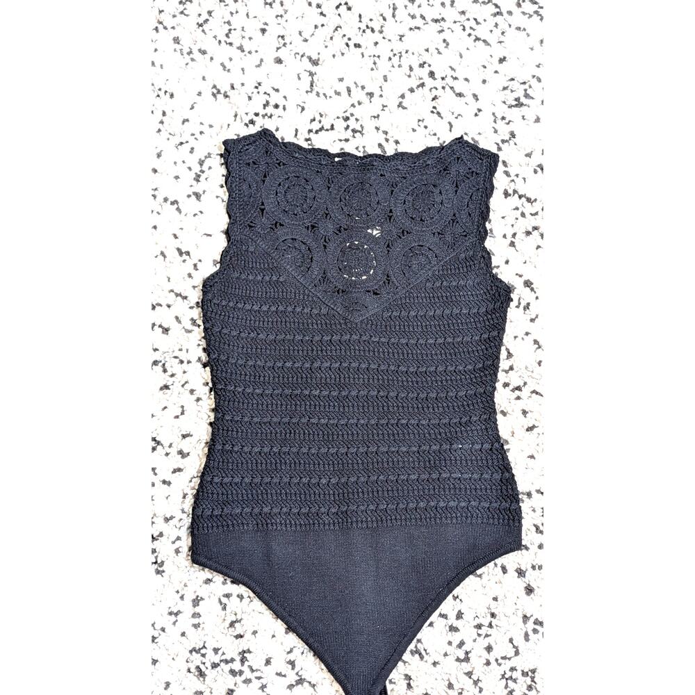 NWT Abercrombie & Fitch Sleeveless Crochet Boho Cottagecore‎ Knit Bodysuit XS